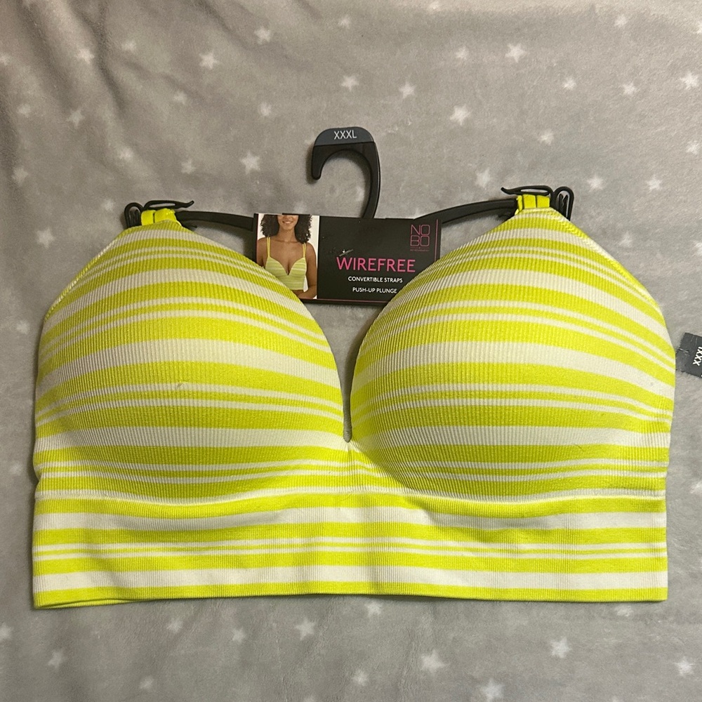 No Boundaries Yellow and White Striped Wirefree Bra